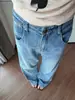 Jeans retro americanos de pierna ancha para mujer, colección primavera/otoño 2026, talla grande, diseño de hebilla Paris, corte holgado, adelgazantes, pantalones de largo completo
