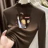 Nueva Capa Interior Cálida de Otoño e Invierno, Top de Moda de Manga Larga para Niñas, Forro Polar, Volantes, Cuello Semialto, Ropa para Niños