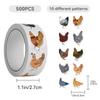 1 rollo/500 pegatinas decorativas con diseño de gallina de dibujos animados para iPad y cuaderno.