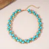 Collar Colgante de Resina Europea y Americana con Zirconio Ovalado Empalmado, Collar Geométrico Simple Estilo Vintage, Adorno de Cuello Estilo Palacio Retro