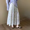 Verano Nuevo Estilo Coreano Hada Cintura Alta Adelgazante Falda Floral Retro Falda de Gasa Floral Línea A 12366