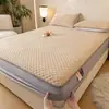 Lençol de Cama de Veludo de Leite Ajustável 100% Algodão Puro com Lã Adicionada e Espessado Algodão de Grau A Algodão Lavado Impermeável Conjunto de Três Peças Capa Protetora de Colchão