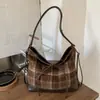 Bolso Coreano de Estilo Nicho para Viajeros, Bolso Tote Cuadros Retro Nuevo 2025, Bolso de Hombro o Axila Versátil de Gran Capacidad para Mujeres