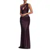 Colección de verano 2026 para mujer transfronteriza: vestido formal elegante y estiloso, de hombros descubiertos, ajustado al cuerpo, de color liso