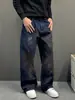 Jeans de Marca de Moda Retro Americano con Degradado de Galaxia Cielo Estrellado y Pedrería para Hombre, Nuevo Estilo Otoño y Primavera, Pantalones Anchos Rectos Sueltos
