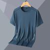 Camiseta Masculina de Verão em Seda de Gelo Manga Curta Fina Casual Esportes Fitness Treinamento Versátil Moletom Solto Roupas de Secagem Rápida
