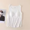 Camisola de Seda acanalada con tirantes anchos para mujer, estilo fino de verano, seda real con spandex, no necesita sujetador, top capa base