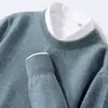 Suéter de Punto de Lana 100% de Color Sólido, Listo para Usar, Cuello Redondo para Hombre, Manga Larga, Otoño e Invierno, Suéter Casual Versátil