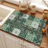 Tapete drenante de tierra de diatomeas transfronterizo, absorbente de agua, antideslizante, tapete de mesa vintage, posavasos resistente a manchas para cafetera, azulejos coloridos con diseños de plantas y florales