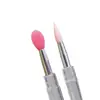 Q pincel labial de silicona suave cabeza redonda vientre de dedo pincel para viñeta de labial corrector pincel de maquillaje multifuncional portátil con cubierta para el polvo