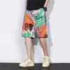 Shorts de Playa de Moda para Hombre Verano Casual Sueltos Florales Resistentes al Agua Tela de Hielo Fina Secado Rápido Largo hasta la Rodilla