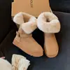 Botas de Neve Femininas Inverno 2026 Novo Estilo com Solado Grosso e Salto Escondido, Botas de Neve de Algodão Grossas do Nordeste, Botas de Cano Médio com Pelo