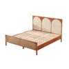 Cama Doble Nórdica de Madera Maciza y Ratán Moderna Simple 1.8 m Habitación Principal Homestay Cama Estilo Japonés Apartamento Pequeño Cama de Madera de Fresno