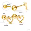 Brincos Studs Geométricos Minimalistas Europeus e Americanos Transfronteiriços, Brincos Pequenos e Delicados de Aço Inoxidável com Fecho de Rosca, Acessórios de Orelha Banhados a Ouro 18K