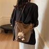 Bolso Sobaco Textura Retro Otoño Transfronterizo Mujer 2025 Nuevo Bolso Sátchel Tipo Cubo Versátil Simple Bolso de Hombro