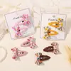 Conjunto de Laços Bordados com Flores para Meninas Europeias e Americanas Acessórios de Cabelo de Tecido Presilha para Franja Presilha de Cabelo Feita à Mão Fofa de Tecido 5177