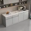Mostrador de Barra de Agua Mueble Integrado, Mesa de Centro de Pared, Aparador, Encimera de Mármol, Gabinete para Té, Barra de Café con Fregadero