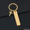 Nuevo Llavero de Cruz Etiqueta de Perro de Metal Transfronteriza Color Láser Impresión Material en Blanco Regalo de Vacaciones Llavero Grabado