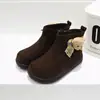 Zapatos de Algodón de Lana Corta de Marca de Invierno Estilo Coreano Botas de Cuero para Niñas Botines Cortos para Niños Botas Martin de Media Pantorrilla 5065