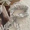 Lenço de Seda Floral Fresco Estilo Japonês para Mulheres, Novo Lenço de Pescoço Fino Versátil Estilo Ins de Verão, Faixa de Cabelo, Lenço de Cabeça Triângulo