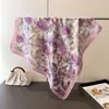 Pañuelo Cuadrado de Seda Artificial con Estampado Fresco de Primavera y Verano, Versátil y de Alta Gama, Pañuelo para el Cuello, Pañuelo para la Cabeza, Pañuelo de Seda, Bufanda