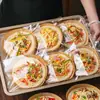 Bolsa de Embalaje de Bandeja de Papel para Pizza Bolsa de Embalaje Autosellante Bandeja Transparente Desechable para Pizza Bolsa Amortiguadora a Prueba de Aceite Bagels Pan Horneado