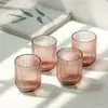 Vaso de Vidrio Transparente con Rayas Verticales de Color Natural para Agua, Enjuague Bucal, Cepillado de Dientes y Lavado; Taza Repujada para Hogares, Hoteles y Casas de Huéspedes