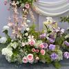 Arranjo de Flores Artificiais Estilo Monet para Exterior Flores de Solo Rosa Púrpura Decoração de Fundo de Casamento Layout Flores para Caminho de Casamento Banquete de Noivado