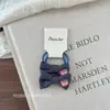 Pinza para el cabello con lazo bordado de dibujos animados en tela estilo coreano, par de gomas para coleta de alta elasticidad para niños y bebés