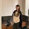 Top Redondo con Estampado de Letras Estilo Callejero Coreano 2026 Nuevo Primavera y Otoño Holgado Casual Pareja Manga Larga Camiseta Top
