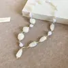 Collar de perlas acrílicas geométricas irregulares europeo y americano, diseño de nicho, cadena estilosa para la clavícula, accesorio de cuello de moda