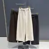 Nuevos Pantalones de Pierna Ancha Gruesos de Lana Adelgazantes de Cintura Alta para Mujer Sueltos con Caída Casual Pantalones Elegantes para Traje 26692