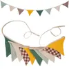 Bandeirola Infantil Listrada Xadrez de Crepe de Algodão Dupla Camada Bandeira de Festa de Aniversário Bandeira Pendurada para Jardim de Infância Casa Acampamento