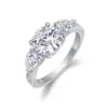 Anillo de moissanita de plata de ley S925 más vendido transfronterizo europeo y americano, joyería de moda y elegante chapada en platino para comercio exterior al por mayor