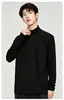 Camiseta Térmica de Cuello Medio Francés para Hombre, Nuevo Estilo Otoño/Invierno, Ropa Interior, Camiseta de Manga Larga de Algodón Puro de Peso Pesado, Top Elegante y Versátil