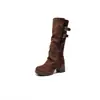 Botas ajustadas de tacón medio-alto, diseñadas para hacer que las piernas se vean más largas y delgadas, adecuadas para mujeres menudas, versátiles tanto para uso casual como formal, botas de caña alta para otoño e invierno con efecto de realce de altura