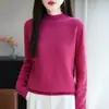 Suéter de malha feminino de gola semimang alta, corte solto, ready-to-wear transfronteiriço, novo suéter pullover de outono e inverno, versátil e popular