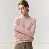 Nuevo suéter de cachemir 100% puro para otoño e invierno con bordes enrollados, cuello alto superpuesto, corte ajustado, versátil, cálido y versátil top de punto básico
