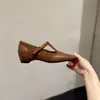 Zapatos de tacón alto Mary Jane para mujer Zapatos de celebridad de Internet francesa Zapatos con plataforma interior Otoño 2025 Nuevos Zapatos pequeños de cuero con tacón de cuña