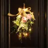 Decoração de Parede de Buquê Invertido de Eucalipto Estilo Floresta Folha de Dinheiro Flor Artificial Decoração de Casamento Pingente Flor Artificial Maçaneta de Porta