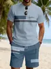 Verão Transfronteiriço Temu Conjunto Casual Duas Peças Masculino Estampado 3D Camiseta de Manga Curta + Shorts