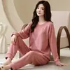 Conjunto de Pijama de Polar Alemán 220g Otoño/Invierno Estilo Nuevo Conjunto Completo Ropa de Casa para Mujer Se Puede Usar Afuera Cuello Redondo Pantalones Largos Conjunto de Dos Piezas