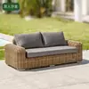 Sofá de Ratán para Exteriores Impermeable y Resistente al Sol Muebles para Terraza de Jardín al Aire Libre Sofá de Ocio para Villa Juego de Mesa de Café