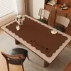 Tapete de Mesa de Jantar de Couro Cor Café Desenho Animado Retrô Tapete de Mesa de Centro de Sala de Estar Sem Lavagem à Prova d'Água Resistente ao Calor Tapete de Proteção de Bancada