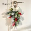 Enfeite de parede de pinhas artificiais e frutas vermelhas para o Natal, decoração de planta verde para sala de estar, entrada e arranjo de pátio, transfronteiriço Amazon