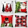 Venda Quente Transfronteiriça Capa de Almofada de Natal Sofá Sala de Estar Rena Rosa Boneco de Neve Decoração de Casa Capa de Almofada