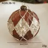 Nueva bola de Navidad de 8 cm en color café con purpurina y polvo dorado, decoración de bola colgante para árbol de Navidad vintage, arreglo de adornos colgantes
