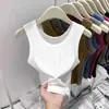 Regata canelada multicolorida para mulheres, verão e outono, camisola simples com decote U, disfarça protuberâncias laterais, top base elástico sem mangas