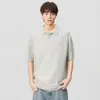 Roupas Masculinas Lktm 26Ss Estilo Old Money Mistura de Liocel Camisa Polo Listrada Camiseta Masculina Solta Gola Lapela Casual Manga Curta