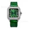 Reloj de Pulsera Mecánico para Mujer con Moissanita y Diamantes Completos al por Mayor, Exportación a Europa y América, Sencillo de Moda con Correa de Cuero de Moissanita